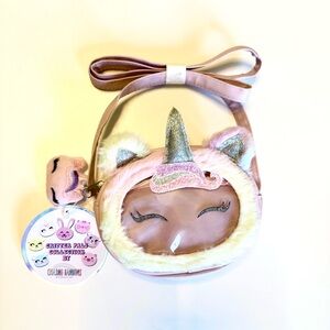 Chasing Rainbows Charming Unicorn Kids Crossbody Bag - Pink and Silver, Small